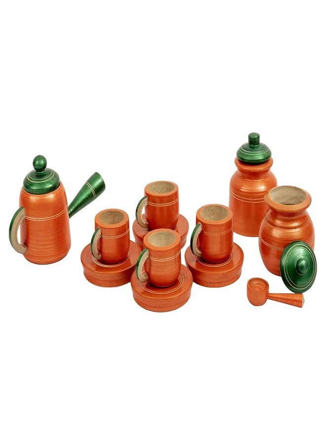 TOOLART™ Traditional Handcrafted 12-Piece Wooden Kitchen Tea Serving Set for Girls & Boys (Color May Vary) Toy_Kitchen_Set_4r - Image 1